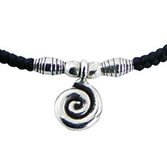 Macrame Bracelet Sterling Silver Tibetan Twirl Charm & Beads 2