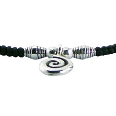 Macrame Bracelet Sterling Silver Tibetan Twirl Charm & Beads 3