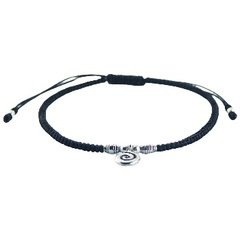 Macrame Bracelet Sterling Silver Tibetan Twirl Charm & Beads 