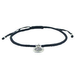 Macrame Bracelet with Silver Antiqued OM Symbol Charm 