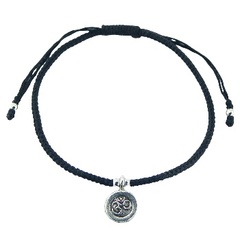 Macrame Bracelet with Silver Antiqued OM Symbol Charm
