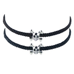 Macrame Bracelet with Sterling Silver Skull and Crossbones 3