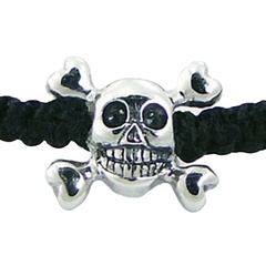 Macrame Bracelet with Sterling Silver Skull and Crossbones 2