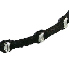 Silver Skull and Crossbones Macrame Bracelet with Beads 3