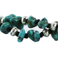 Turquoise Gemstones & Silver Beads in Macrame Bracelet 2