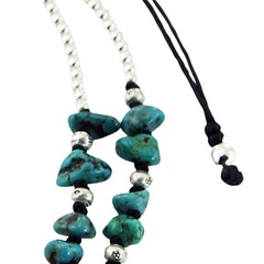 Turquoise Gemstones & Silver Beads in Macrame Bracelet 3