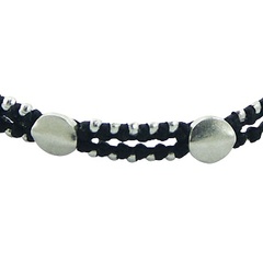 Double Row Macrame Bracelet with Silver Discs & Circle Beads 2