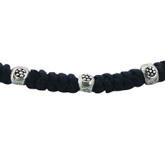 Macrame Waxed Cotton Bracelet with Antiqued Silver Floral Beads 2