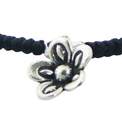 Antiqued Design Macrame Bracelet Silver Flower & Beads 2
