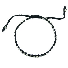 Handmade Sterling Sliver Couboid Beads Macrame Bracelet 