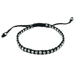 Handmade Sterling Sliver Couboid Beads Macrame Bracelet