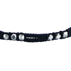 Double Strings Macrame Bracelet With Silver Faceted Beads 2
