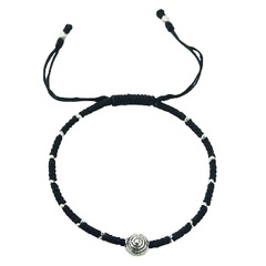 Macrame Bracelet with Antiqued Tibetan Silver Spiral Bead 