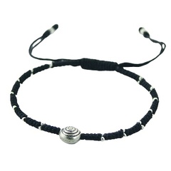 Macrame Bracelet with Antiqued Tibetan Silver Spiral Bead