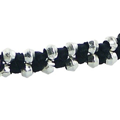 Macrame Wax Cotton Bracelet With Silver Flower Charm & Beads 3