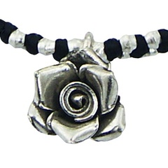 Macrame Wax Cotton Bracelet With Silver Flower Charm & Beads 2