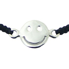 Macrame Bracelet 925 Sterling Silver Smiley Face & Silver Beads by BeYindi 2