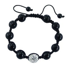Shamballa Bracelet Black Agate & Vivid Czech Crystal Sphere