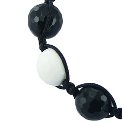 Black, White Agate & Czech Crystal Spheres Shamballa Bracelet 3