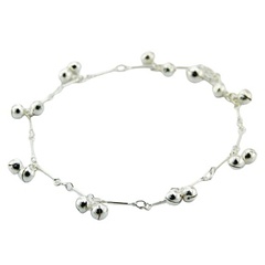 Sterling Silver Charms Anklet Pairs Of Shiny Spheres Charms 