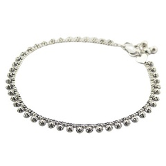 Puffed Dainty Daisy Flower Chain Antiqued Sterling Silver Anklet by BeYindi 