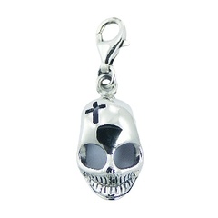 925 Sterling Silver Pendant Lustrous Mocking Skull Charm