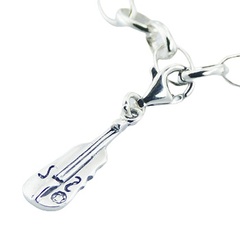 Unique 925 Silver Jewelry String Instrument Clip-On Charm 