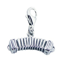 Sterling Silver Bandoneon Clip-On Charm Mini-Musical Instrument