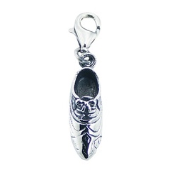 925 Sterling Silver Trainer Shoe Clip-On Charm Lace Up Font