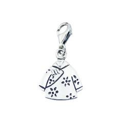 Sterling Silver Kimono Charm With Cute Flower Pattern