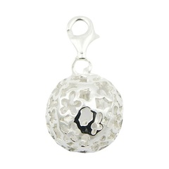 Shiny Open 925 Silver Sphere Open Flowers Charm Pendant