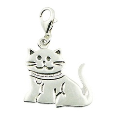 Little Cat Charm With Antique Finish Details Sterling Silver