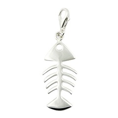 Sterling Silver Fish Bone Charm Stylized Head and Tail Fin by BeYindi
