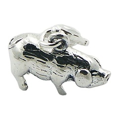 Chinese Zodiac Pig Or Boar Charm Antiqued Sterling Silver by BeYindi 