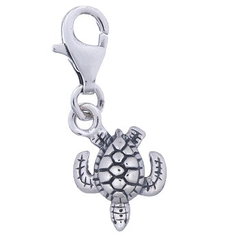 Antiqued Ornate Sterling Silver Turtle Charm On Lobster Clasp by BeYindi