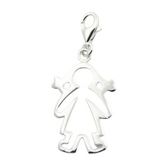 Sterling Silver Charm Outlines Of A Little Girl With Braids by BeYindi