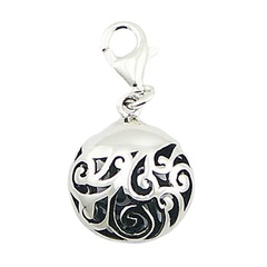 Puffed Ajoure Sterling Silver Oval Vintage Style Charm