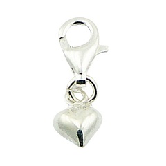 Miniature Puffed Shiny Sterling Silver Heart Charm