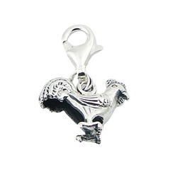 Chinese Zodiac Ornate Sterling Silver Rooster Charm