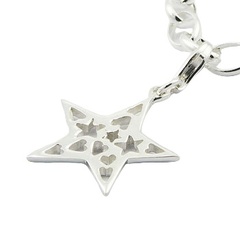 Five Pointed Silver Star Charm With Open Hearts & Stars by BeYindi 