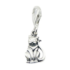 Sterling Silver Adorable Cat Figure Charm Pendant