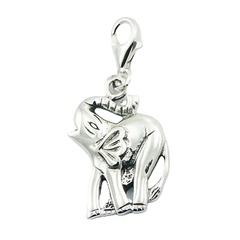 Fluted Antiqued Elephant Sterling Silver Charm Pendant by BeYindi