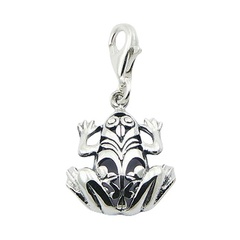 Antiqued Ajoure Silver Frog Figure Charm Pendant by BeYindi