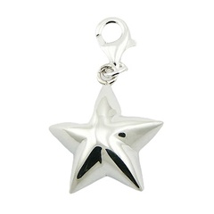 Convexed Twinkle Star Sterling Silver Charm Pendant