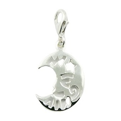 Cut Out Silver Pattern Profile Of Moon Charm