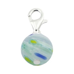 Colors In Transparent Murano Glass Bead Silver Charm