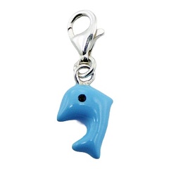 Blue Enameled Sterling Silver Charms Jumping Dolphin
