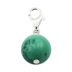 Turquoise Gemstone Sphere Charm Sterling Silver Clasp