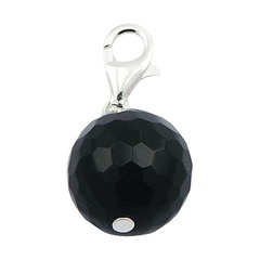 Faceted Black Agate Gemstone Fancy Sterling Silver Charm