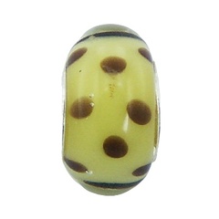 Creamy Honey Colored Murano Glass Bead Soft Brown Dots by BeYindi
